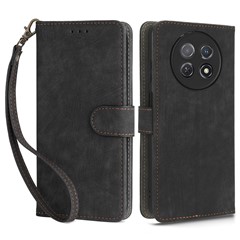For Huawei nova Y91 4G / Enjoy 60X Drop Proof Cover RFID Blocking Wallet Stand PU Leather Case with Strap - Black