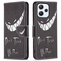 For Xiaomi Redmi 12 4G Pattern Printing PU Leather Cover Anti-drop Wallet Stand Phone Case - Don't Touch My Phone