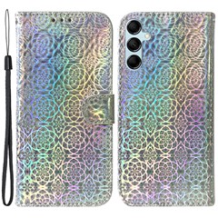 For Samsung Galaxy M54 5G / F54 5G Leather Wallet Case Dazzling Flower Pattern Phone Stand Cover - Grey