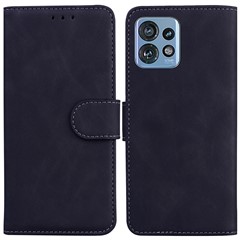 Stand Case for Motorola Edge 40 Pro 5G / Moto X40 5G / Edge+ (2023) , Solid Color PU Leather Wallet Phone Cover - Black
