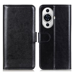 For Huawei nova 11 / nova 12s 4G / nova 12 Lite 4G Flip Wallet Case Crazy Horse Texture PU Leather Stand Phone Cover - Black