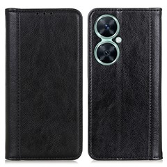 For Huawei nova 11i / Enjoy 60 Pro / Maimang 20 Wallet Stand Phone Case Litchi Texture Split Leather Cover - Black