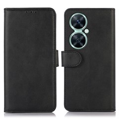 For Huawei nova 11i / Enjoy 60 Pro / Maimang 20 PU Leather Wallet Case Stand Cowhide Texture Phone Cover - Black
