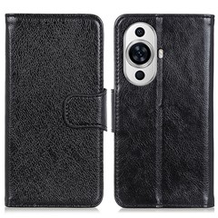 For Huawei nova 11 Pro / nova 11 Ultra Nappa Texture Split Leather Phone Case Wallet Stand Cover - Black