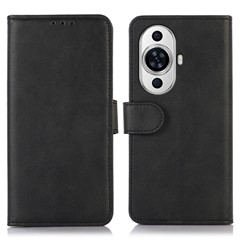 For Huawei nova 11 Pro / nova 11 Ultra Cowhide Texture Phone Wallet Case PU Leather Phone Stand Cover - Black