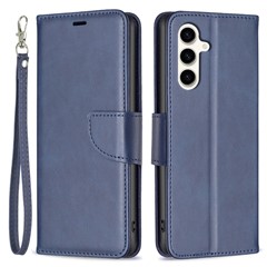 PU Leather Phone Case for Samsung Galaxy S23 FE , Solid Color Wallet Stand Phone Cover - Blue