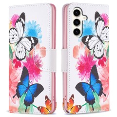 For Samsung Galaxy S23 FE Phone Case PU Leather Pattern Printing Wallet Stand Feature Cover - Two Butterflies