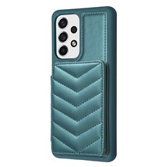 BF26 Card Holder Phone Shell For Samsung Galaxy A53 5G , Anti-Scratch Kickstand Magnetic PU Leather+TPU Phone Case - Green