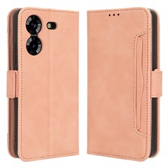 For TECNO Pova 5 4G LH7N PU Leather Stand Wallet Case Multiple Card Slots Phone Cover - Pink