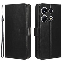 For Infinix Note 30 VIP 5G X6710 Crazy Horse Texture Phone Stand Case PU Leather Wallet Cover - Black