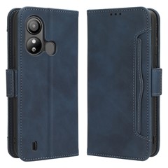 For ZTE Blade L220 Multiple Card Slots PU Leather Case Phone Wallet Stand Dustproof Cover - Blue