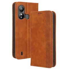 Retro Phone Case for ZTE Blade L220 , PU Leather Cover Stand Magnetic Closing Retro Wallet Shell - Brown