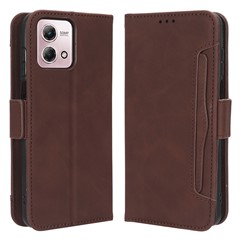 For Motorola Moto G Stylus 5G (2023) TPU+PU Leather Phone Case Wallet Multiple Card Slots Phone Stand Cover - Brown