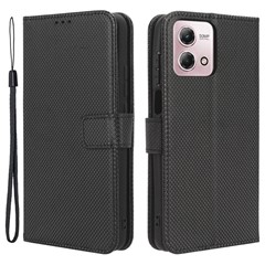For Motorola Moto G Stylus 5G (2023) Anti-Scratch Cover Diamond Texture PU Leather Stand Wallet Shockproof Case - Black