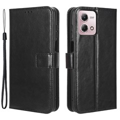 For Motorola Moto G Stylus 5G (2023) Phone Stand Case Crazy Horse Texture Leather Wallet Cell Phone Cover - Black