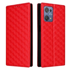Wallet Case for Blackview Oscal C30 / C30 Pro , PU Leather Rhombus Imprinted Stand Flip Phone Cover - Red