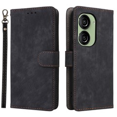 For Asus Zenfone 10 5G / Zenfone 9 5G Phone Case Wallet Stand Magnetic PU Leather RFID Blocking Cover with Strap - Black