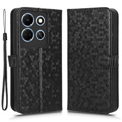For Infinix Note 30 4G Dot Imprinted PU Leather Stand Case Wallet Phone Cover - Black