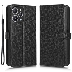 For Xiaomi Redmi 12 4G Imprinted Dot Pattern Phone Cover PU Leather Stand Case Wallet Phone Shell - Black