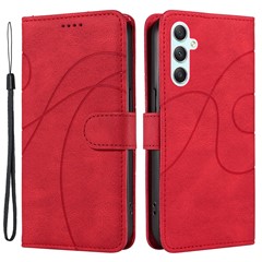 PU Leather Cover for Samsung Galaxy A34 5G , Lines Imprinted Stand Wallet Phone Case - Red
