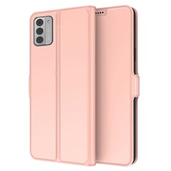 Magnetic PU Leather Stand Cover For Nokia G42 , Card Slot Phone Shell Full Protection Flip Case - Rose Gold