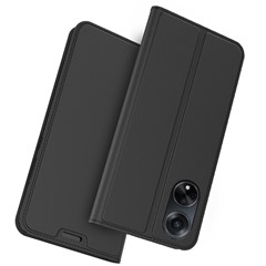 For Oppo A98 5G / F23 5G Magnetic Phone Shell Full Protection Cover Card Slot PU Leather Stand Flip Phone Case - Black