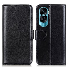 For Honor 90 Lite 5G / X50i PU Leather Cell Phone Case Stand Crazy Horse Texture Cover Wallet - Black
