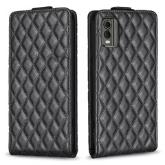 BF30 Smartphone Case for Nokia C32 Vertical Flip Stand Card Slots Imprinted Leather Phone Cover - Black