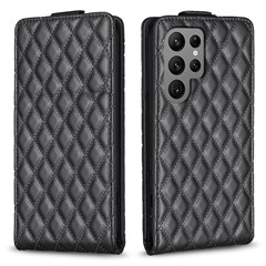 BF30 Drop-proof Case for Samsung Galaxy S23 Ultra Vertical Flip Stand Card Slots Imprinted Leather Phone Cover - Black