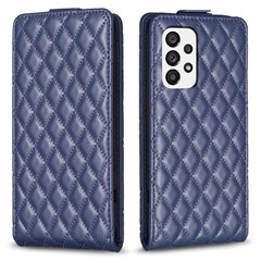 BF30 For Samsung Galaxy A32 4G (EU Version) Vertical Flip Card Holder Phone Case Rhombus Imprinted Leather Cover - Blue