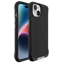 Taurustar Series Kickstand Cover for iPhone 15 , Shockproof Microfiber Lining PC+TPU Phone Case - Black