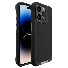 Taurustar Series For iPhone 15 Pro Max Microfiber Lining Back Shell PC+TPU Phone Case with Pull-out Kickstand - Black