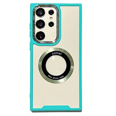 Magnetic Case for Samsung Galaxy S23 Ultra , PC + TPU Dual-Layer Design Protective Phone Cover - Green