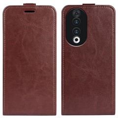 For Honor 90 TPU+PU Leather Phone Shell Vertical Flip Case Mobile Phone Cover with Card Slots - Brown
