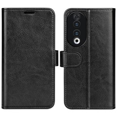 For Honor 90 PU Leather Shell Stand Cover Crazy Horse Texture Wallet Flip Phone Case - Black
