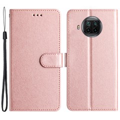 Stand Case for Xiaomi Mi 10T Lite 5G / 10i 5G / Redmi Note 9 Pro 5G Anti-fall Silk Texture PU Leather Wallet Shell with Hand Strap - Rose Gold