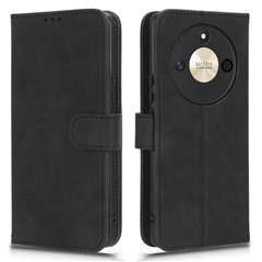For Honor X50 Shockproof PU Leather Skin-touch Stand Case Wallet Anti-drop Inner TPU Phone Cover - Black