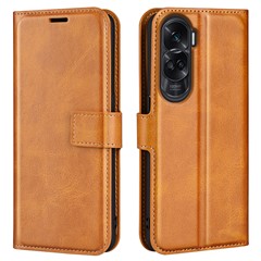 Protective Case for Honor 90 Lite 5G / X50i 5G PU Leather Wallet Stand Calf Texture Phone Cover - Yellow
