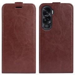 For Honor 90 Lite 5G / X50i 5G PU Leather Phone Case Vertical Flip Protective Phone Cover with Card Slot - Brown