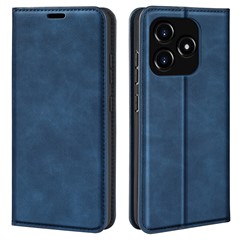 Stand Cover for Realme Narzo N53 4G , PU Leather Wallet Skin-touch Smartphone Flip Case - Blue