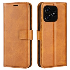For Realme Narzo N53 4G Protective Case Wallet Stand Calf Texture PU Leather Phone Cover - Yellow