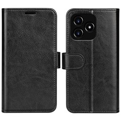 For Realme Narzo N53 4G Anti-collision Crazy Horse Texture Phone Wallet Case PU Leather Stand Cover - Black