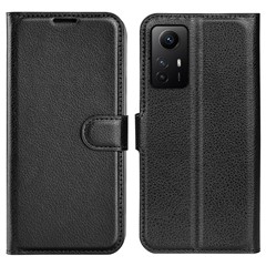 For Xiaomi Redmi Note 12S 4G Litchi Texture Wallet Phone Cover Stand PU Leather Case - Black
