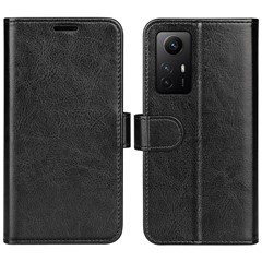 Phone Wallet Case for Xiaomi Redmi Note 12S 4G Crazy Horse Texture PU Leather Stand Cover - Black