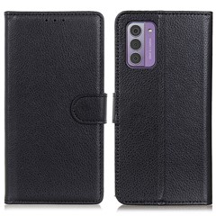 For Nokia G42 Litchi Texture Protective Stand Cover PU Leather Wallet Phone Case - Black