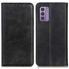 Split Leather Phone Case for Nokia G42 Anti-drop Stand Wallet Protective Cover - Black
