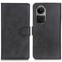 For Oppo Reno10 Pro 5G (Global) / Reno10 5G (Global) PU Leather Wallet Phone Case Cowhide Texture Stand Cover - Black