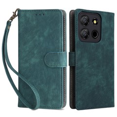For itel A60 (A662L) / A60S Shockproof Case RFID Blocking Wallet Stand PU Leather Phone Cover with Strap - Green