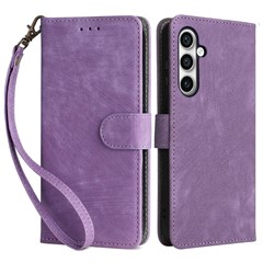 For Samsung Galaxy S23 FE RFID Blocking Wallet Stand PU Leather Case Cell Phone Cover with Strap - Purple