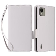 Anti-Scratch Phone Case for Nokia C110 Litchi Texture PU Leather Wallet Stand Cover - White